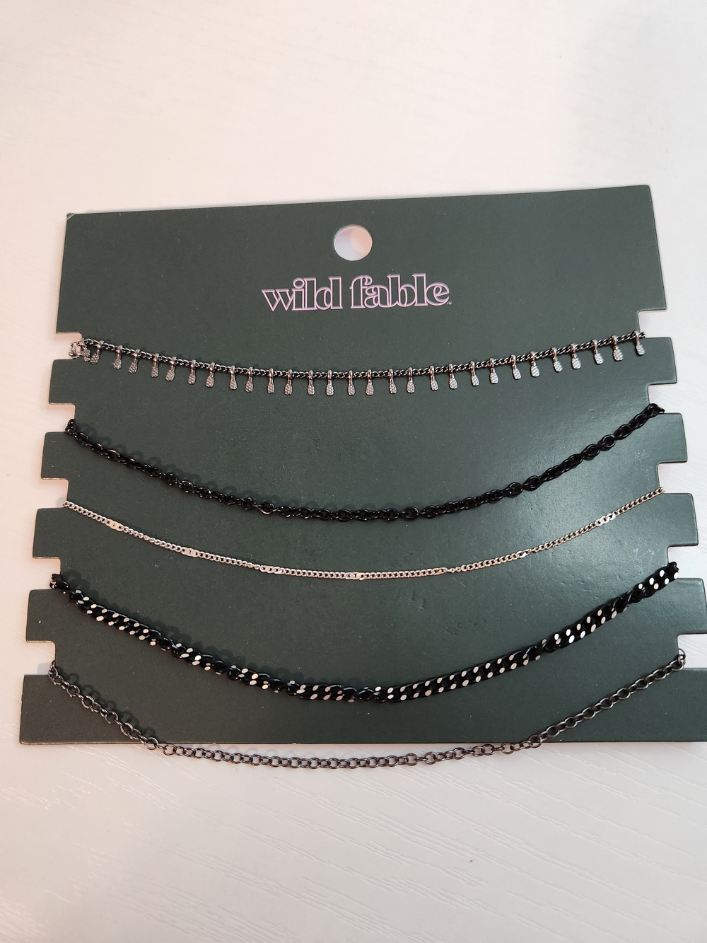 Wild Fable Black and Silver Layered Choker Necklace Set Of 5